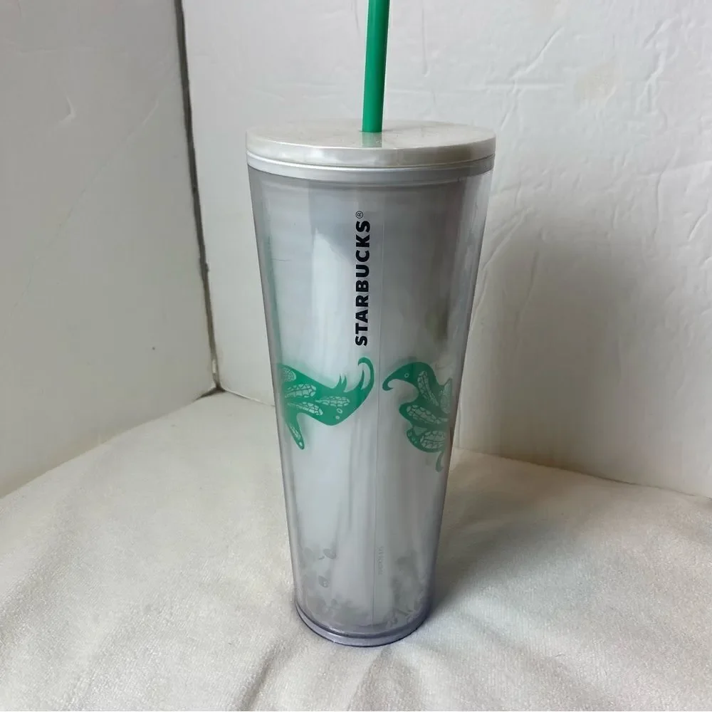 Starbucks New With Tags Christmas 2022 Pearlized Mermaid white Green Tumbler